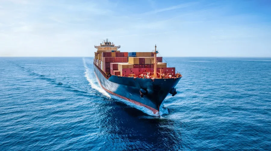 Ocean freight container ship at sea